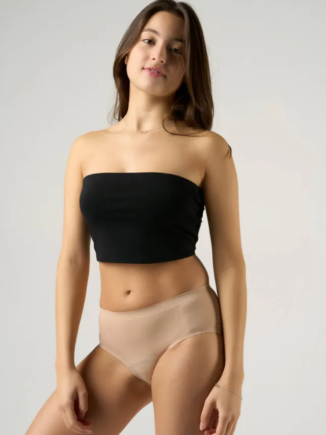 Moodies Undies medium/sterk absorberende seamless menstruatieslip beige