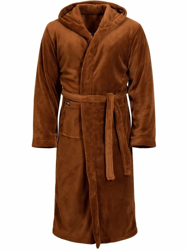 LOUVE PARIS Unisex badjas fleece - sjaalkraag - badjas heren - badjas dames - Bruin - Luxe verpakking