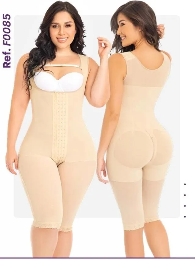 M&D origineel FAJAS COLOMBIANAS - COLOMBIAANSE SHAPEWEAR - Damesmode - Lingerie - Maatverkleining - Postpartum - Postoperatief/ Lang - Verstelbare schouders - 4 Compressieniveaus - Onderste string - BEIGE - R F0085