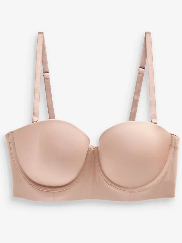 Next Dames - Lange strapless beha met lichte vulling en lage achterkant voor een mooi silhouet - Huidkleur Praline Nude