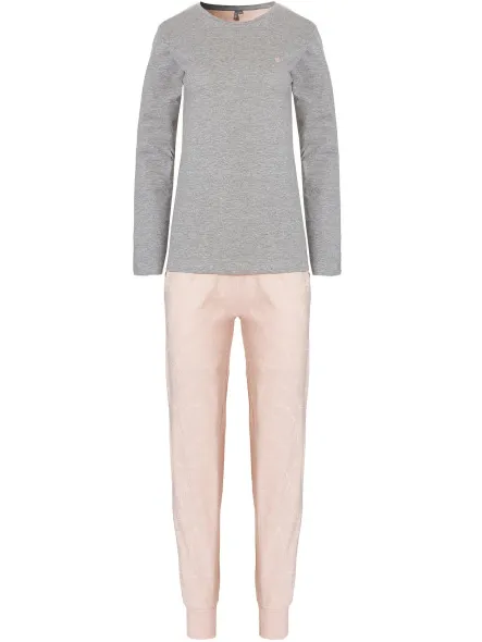 By Louise Dames pyjama set lang grijs/roze Veelkleurig