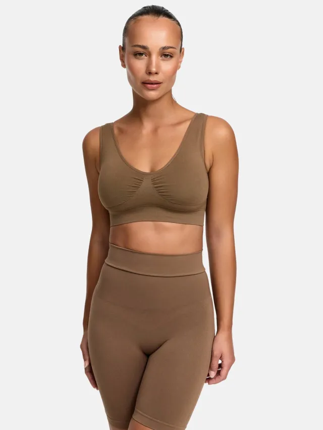 cfab Comfy Bra-Caramel-M - BH Zonder Beugel Voorgevormd - Ondergoed - Naadlos