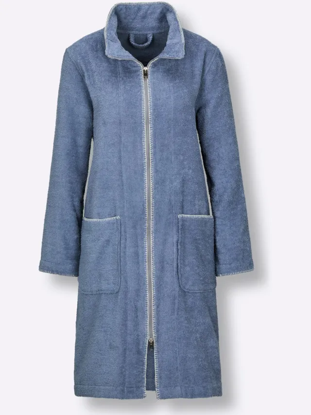 badjas met rits blauw, foto 2