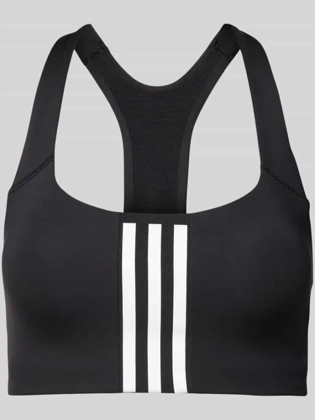 Adidas Sport-bh met labeltypische strepen Zwart