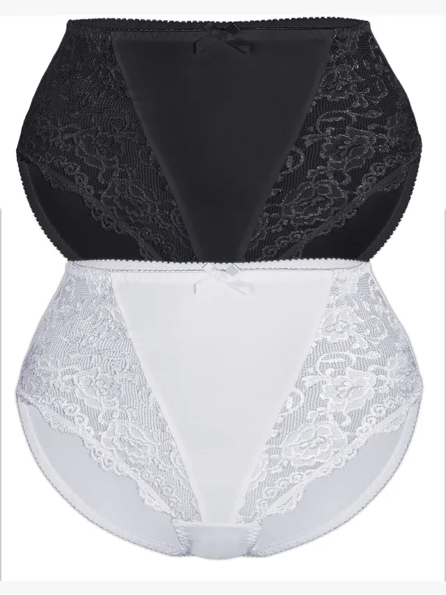 Sassa 2-pack Bodice Slips KLASSIEK KANT Zwart-wit