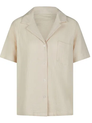 By Louise Dames korte pyjama set mousseline shortama beige, foto 2