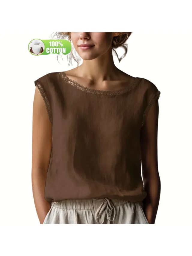 Currero Topje Dames - Top Kleding - Shirt - Blouse - Kort - Volwassen - Bruin