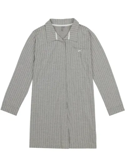 By Louise Dames pyjama nachthemd lange mouw gestreept Grijs