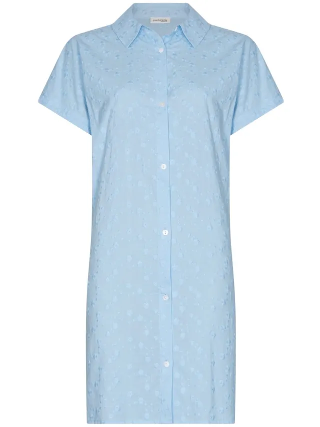 Pastunette Premium - Nachthemd - Skyway - Katoen - Blauw - Doorknoop Sluiting