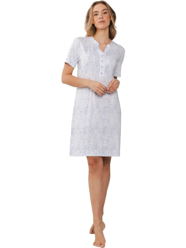 Pastunette Dames Nachthemd Pastunette Premium - Soft Sketches - Katoen/Modal wit