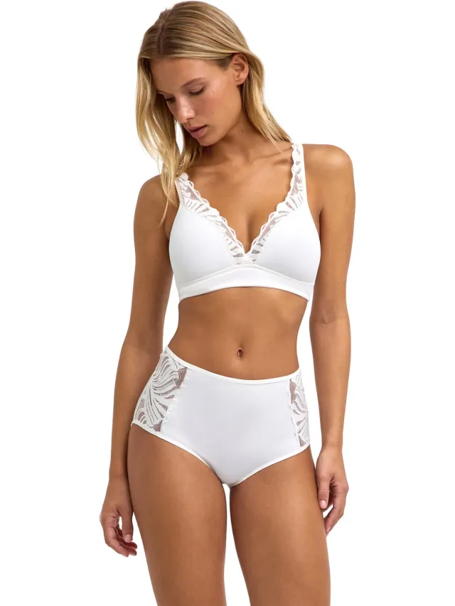 Falke Delicate Touch High Apex met kant functioneel materiaal beha dames wit