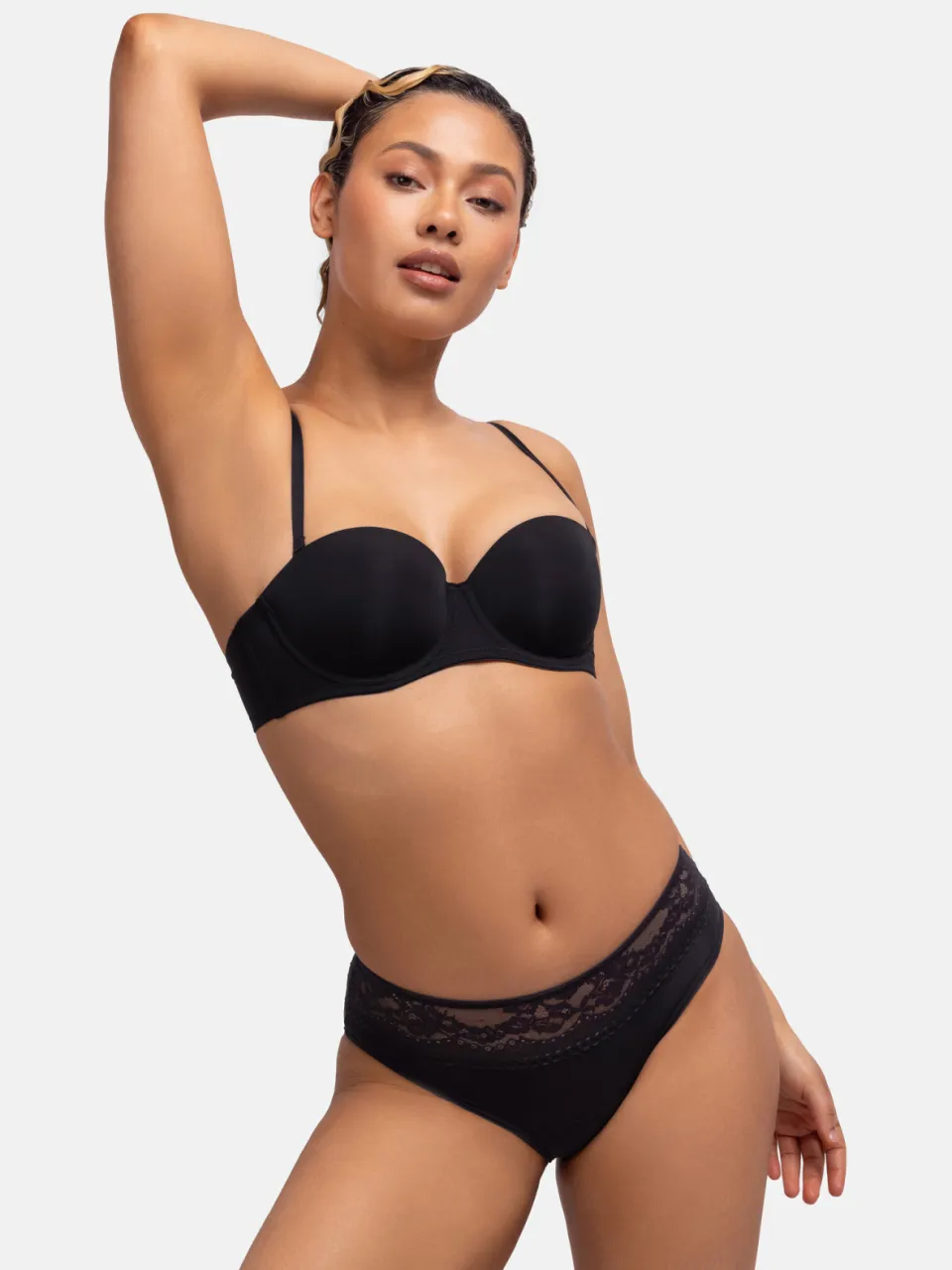 Dorina medium absorberende menstruatieslip Moon met kant (set van 2) zwart, foto 5