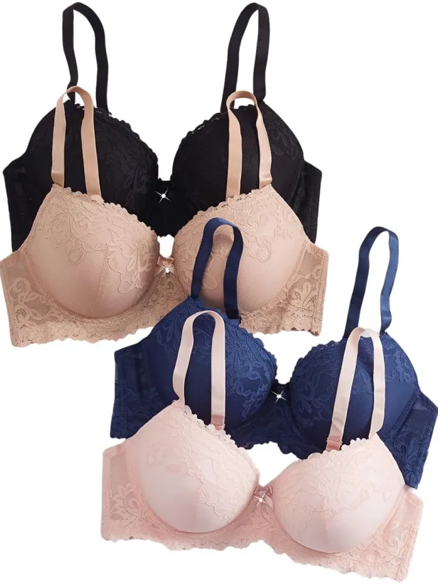 Currero BH Zonder Beugel - Strapless - Zonder Bandjes - Met Voorsluiting - Push-up Bh's - Comfort Beha - Comfortabel - Grote Sluiting - Zwart + Blauw + Khaki + Roze - Cupmaat