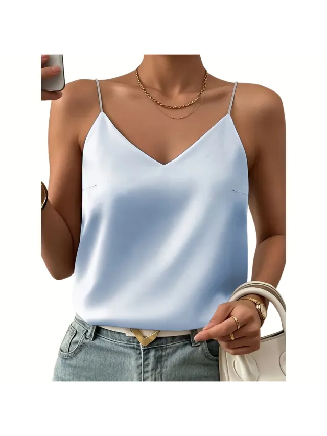 Currero Topje Dames - Top Kleding - Shirt - Blouse - Kort - Volwassen - Lichtblauw