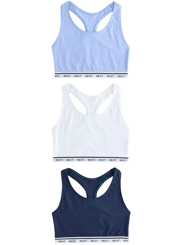 Next Dames - Set van 3 korte Ultimate Comfort tops met veel katoen - Blauw Blue/Navy/White