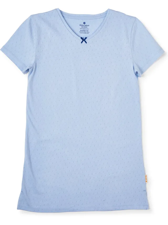 Little Label zomer nachthemd - blauw ajour - bio katoen - 4Y/98-104