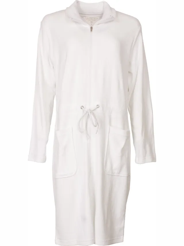 Tenderness Dames Badjas - Kamerjas - Badstof - Rits - Wit