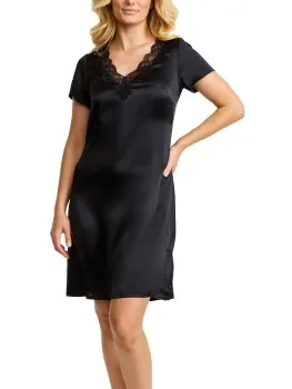 Damella Woven Silk Plain Nightdress Zwart,Beige,Wit,Bruin