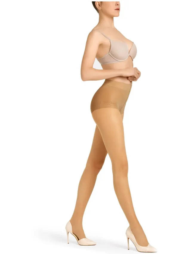 Camano , panty, SOFT SHAPE, 20DEN, 2-pack, comfort, drukvrije tailleband, katoenen kruisje, platte naad, zachte teennaad, verstevigde tenen, 3D-breitechnologie, mat, elegant, shaping-effect, duurzaam. golden