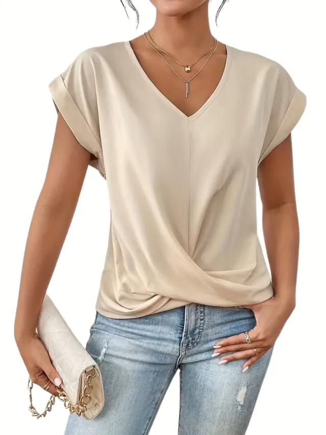 Currero Topje Dames - Top Kleding - Shirt - Blouse - Kort - Volwassen - Abrikoos
