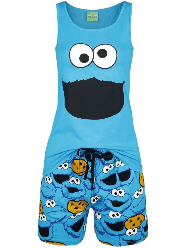 Sesame Street Krümelmonster - Face Pyjama blauw Katoen
