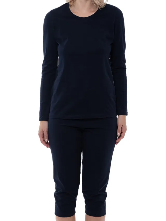 Ammann Dames pyjama lang Cotton nightblue