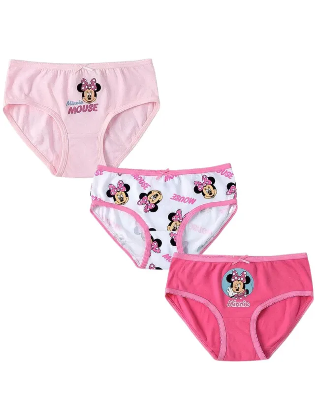 Disney 3-Pack Katoenen Slips met Minnie-Designs Fuchsia