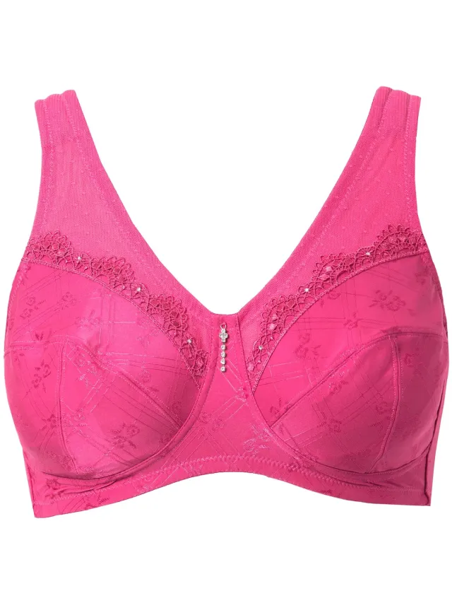 Ulla Popken Dames - Ontlastingsbeha zonder beugel kant - Mat roze