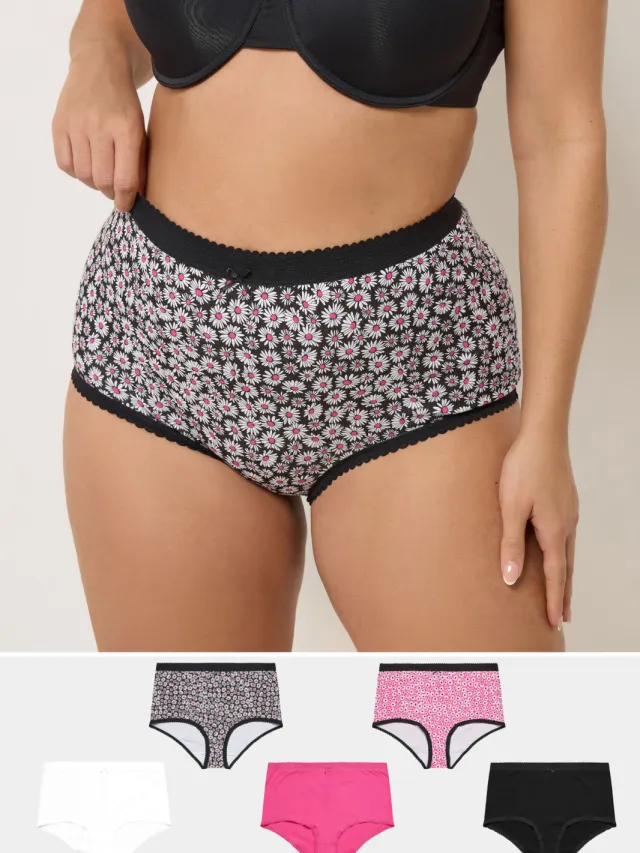 Yours 5Pack Roze Maxislips Met Madeliefjesprint-48 Pink