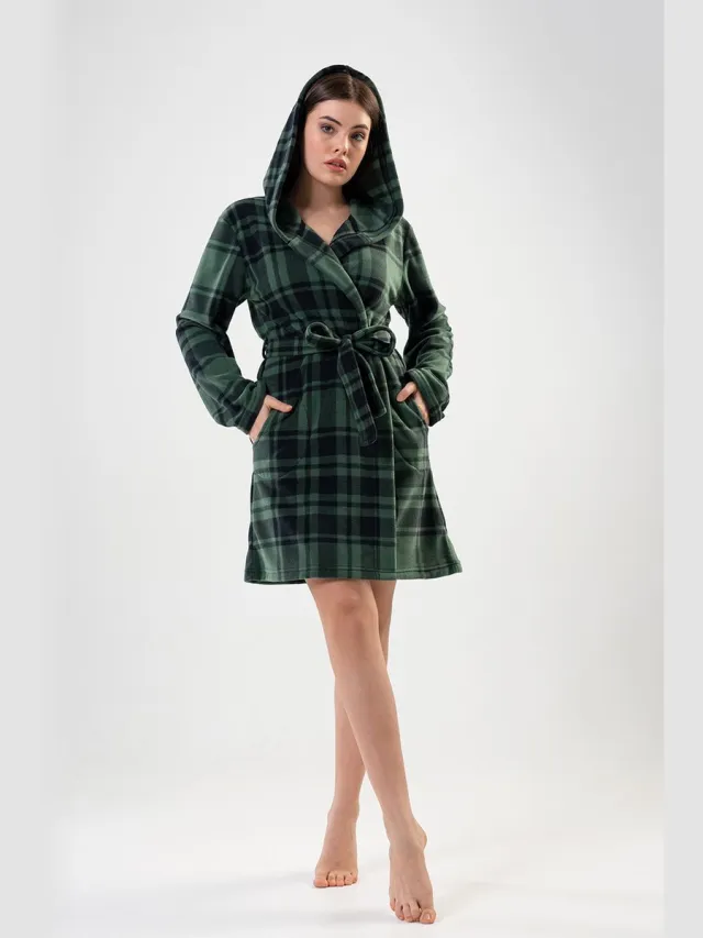 Vienetta Fleece Badjas-Kamerjas Voor Dames Groen