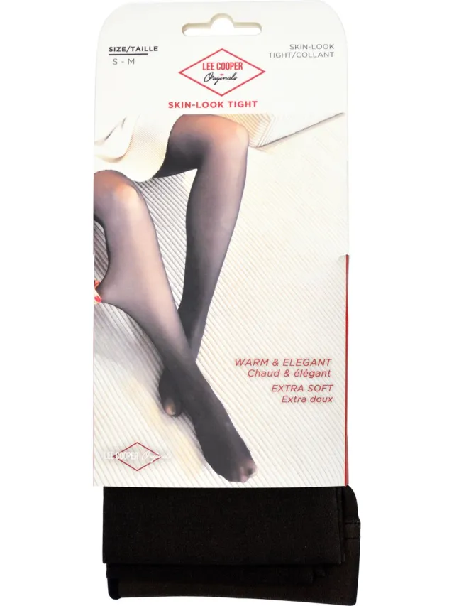 Lee Cooper WARME & STEVIGE PANTY zonder fleece - XXL - shapewear winter panty, doorschijnende skin-look - MAAT grote maat - zwart