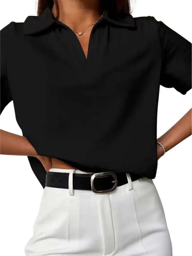 Currero Topje Dames - Top Kleding - Shirt - Blouse - Kort - Volwassen - Zwart Puur Zwart