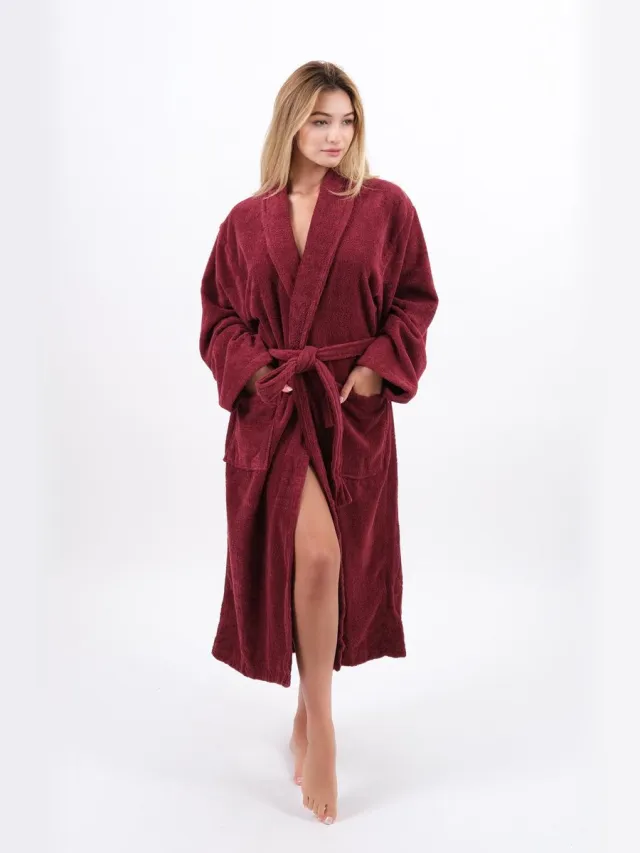 Lubna Home Badjas XL-%100 Zachte Katoen-D.ROOD-UNISEX Bordeaux