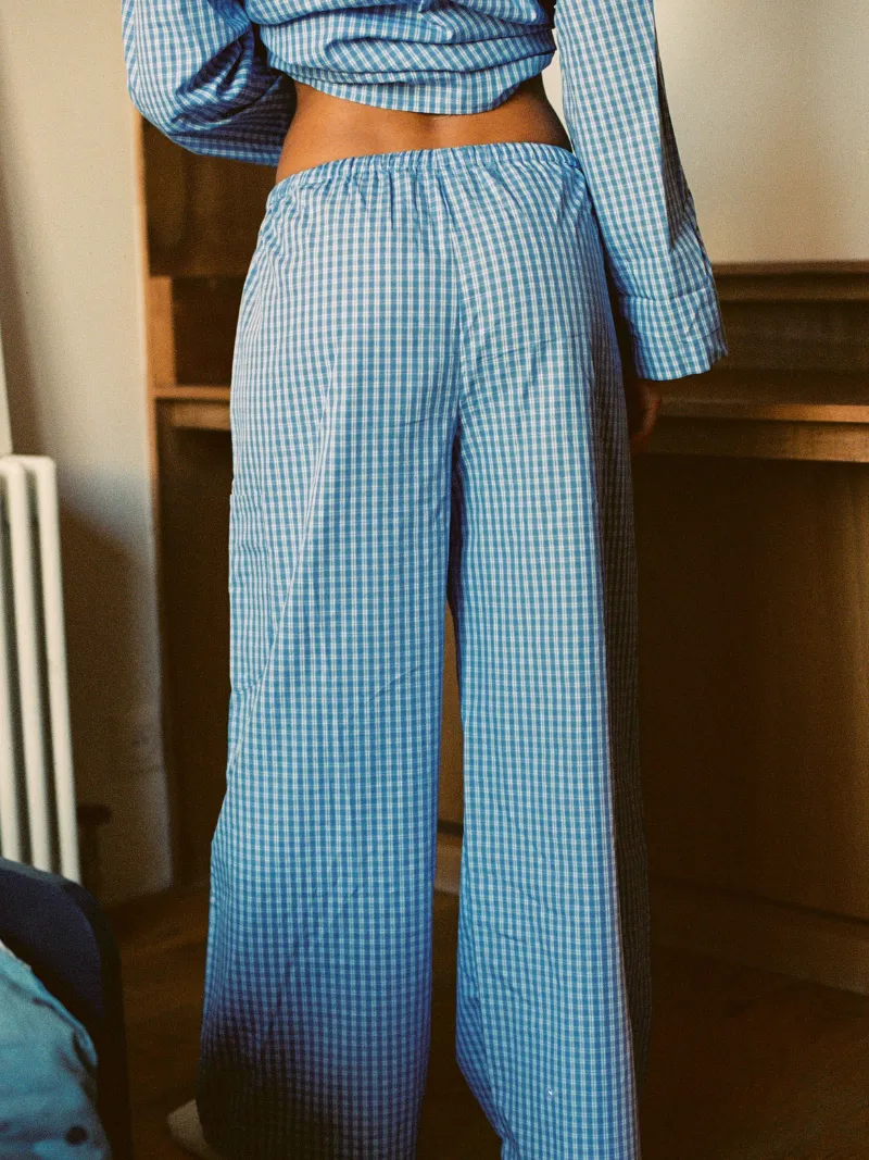 Nénés dames vegan Broek Diana Geruit Blauw, foto 2