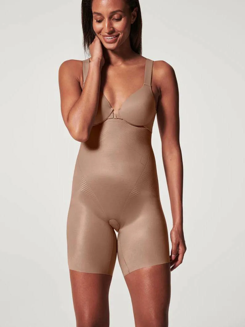 SPANX seamless medium corrigerende High-Waisted Mid-Thigh short donkerbeige, foto 3