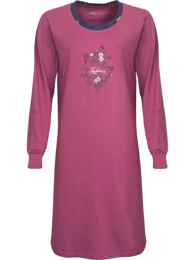 Tenderness Dames Nachthemd - 100% Katoen - Donker Roze