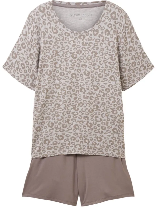 Tom Tailor Pyjamaset met leoprint - grey-medium-allover