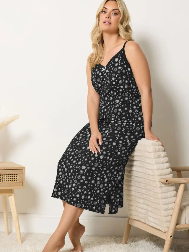 Yours Zwart Sterren Nachthemd-52 Black