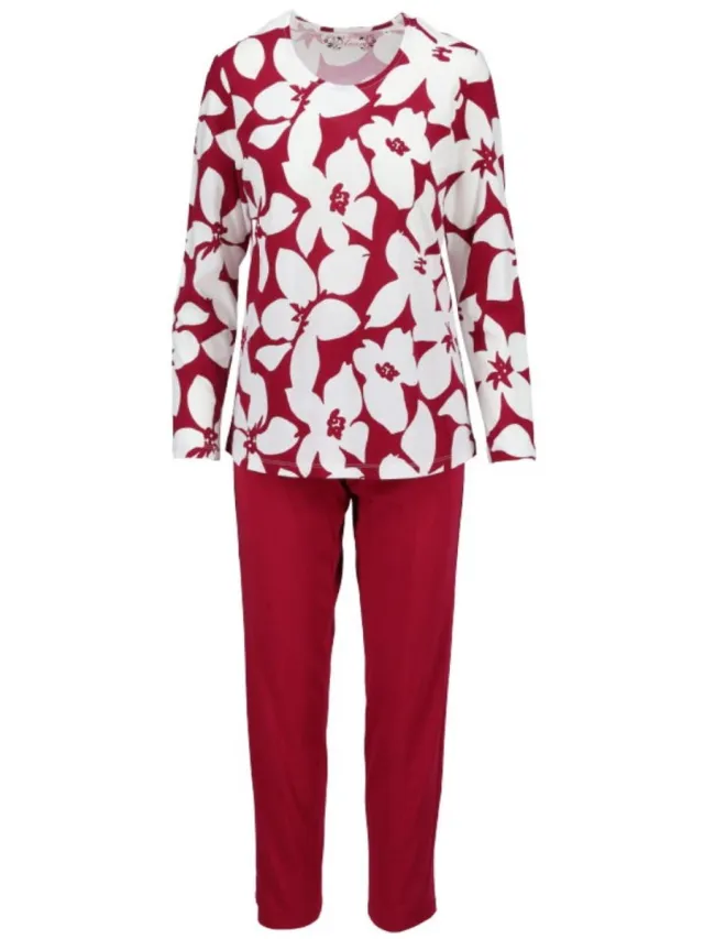 Ringella Katoenen dames pyjama bordeaux Ringella - Rood - Maat - 36