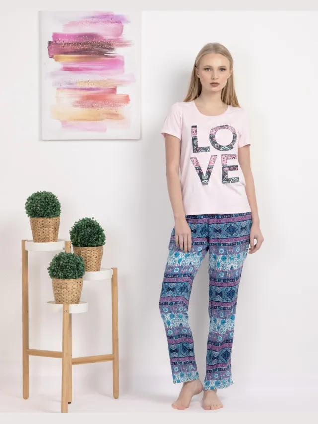 Vanilla Love dames pyjama - Pyjamasets - Tweedelig - Viscose - Roze - PJ1544