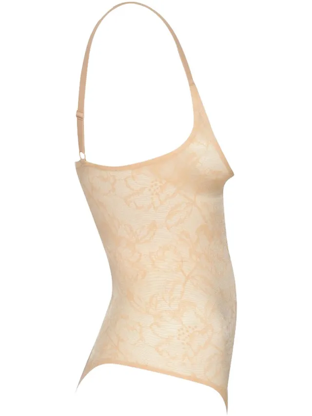 Bye Bra kanten bodysuit met open buste-XXL (beige, XXL)