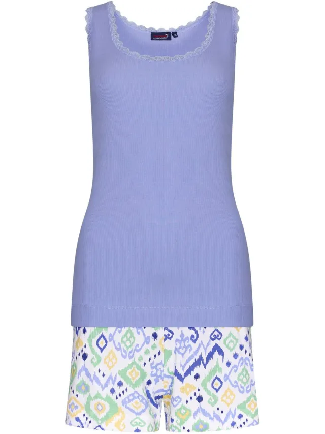 Rebelle Dames Shortama Rebelle - Ikat - Lila - Bio Katoen paars