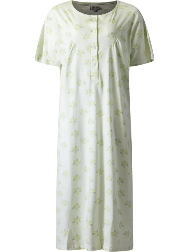 Cocodream Quality Cocodream - dames nachthemd 614806 met korte mouw - 100% katoen - groen