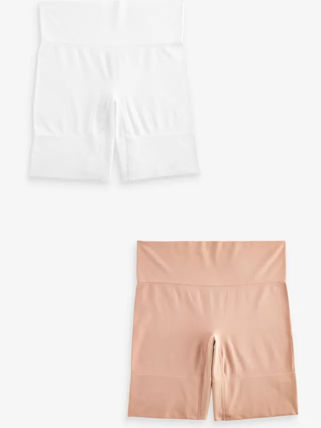Next Dames - Set van 2 naadloze anti-schuur shorts - Huidkleur Pastel Rose Nude / White