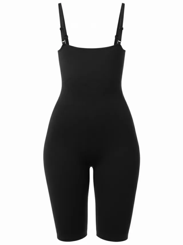 TAFUER Shapewear Bodysuit Dames – Zwart - S/M – Corrigerend Ondergoed met Verstelbare Bandjes & Lange Pijpen - 1 Stuk