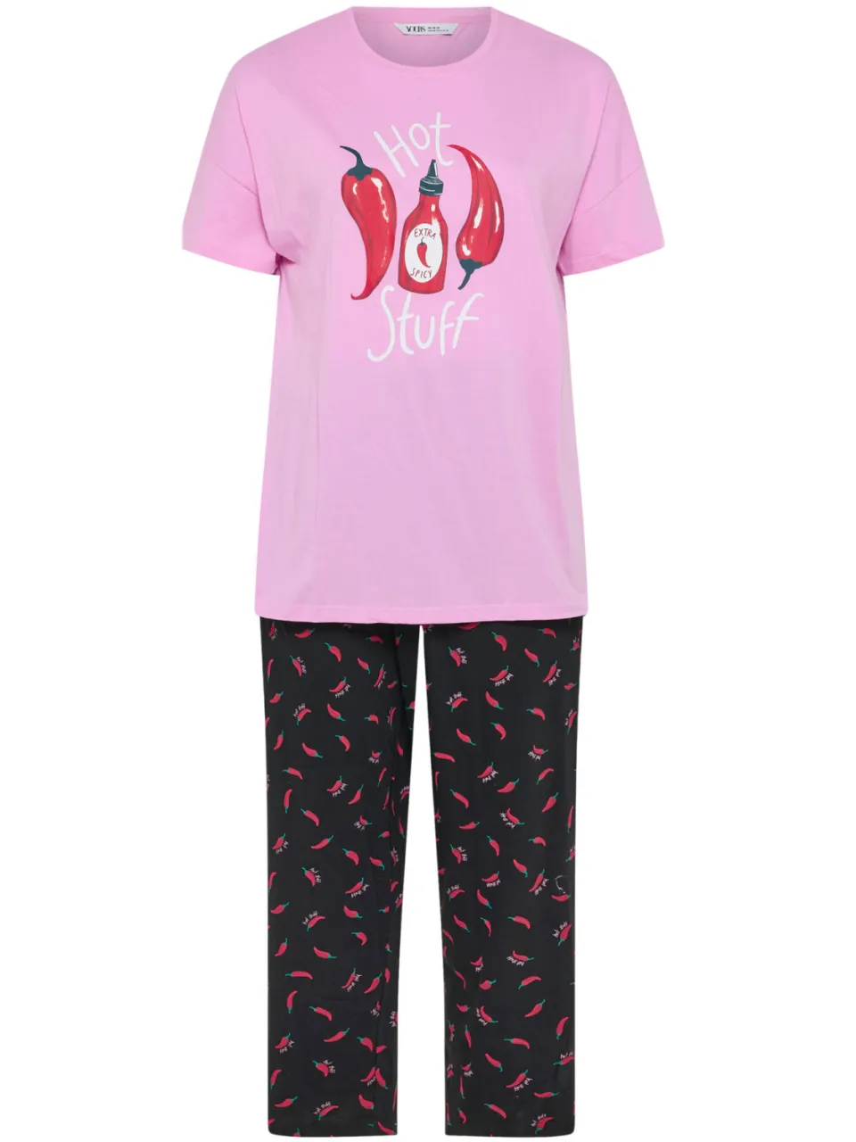 Yours Roze Hot Stuff Wijde Gestreepte Pyjama Set-44, foto 4