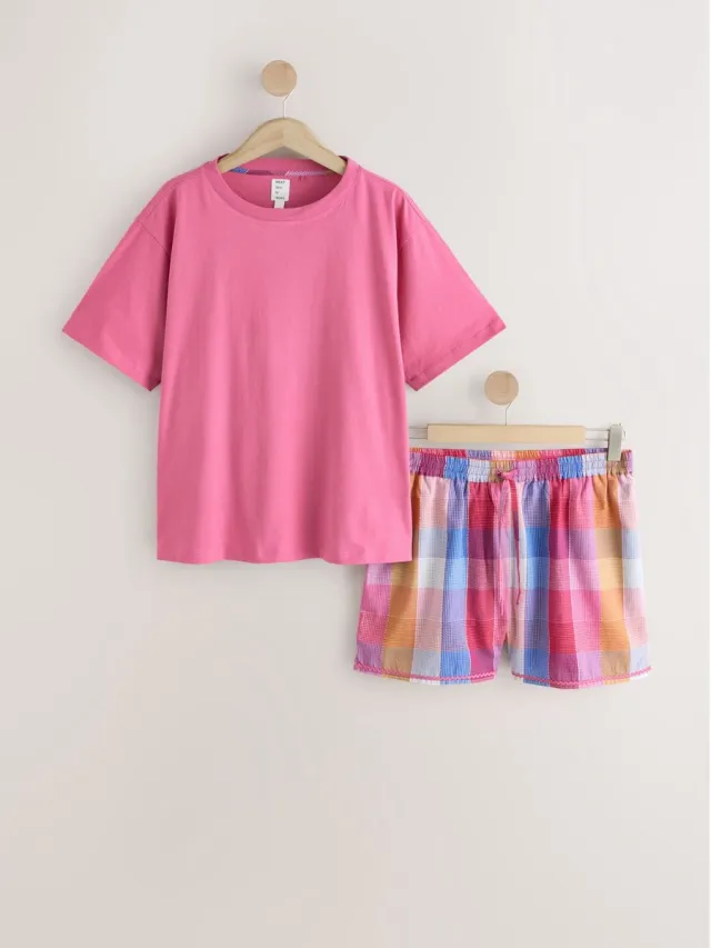 Next Dames - Pyjama met short - Roze Pink Check