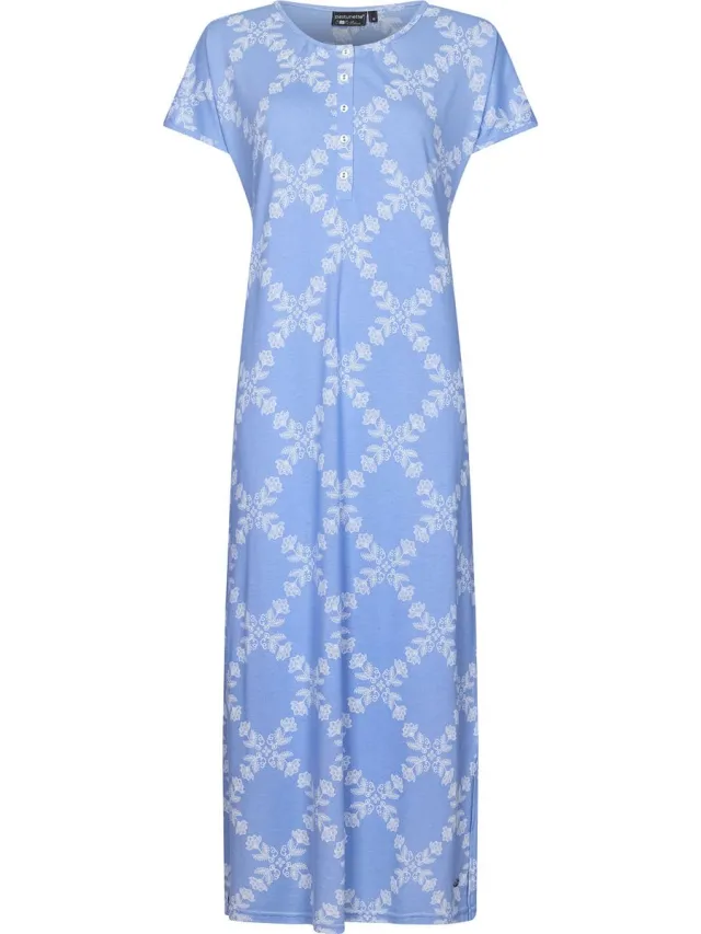Pastunette Duurzaam geruit nachthemd blauw - Blauw - Maat - 36