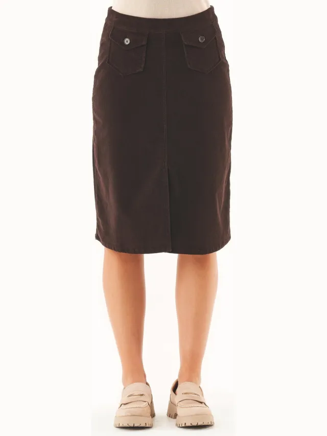 ORGANICATION dames vegan Rok Corduroy Espresso Donkerbruin