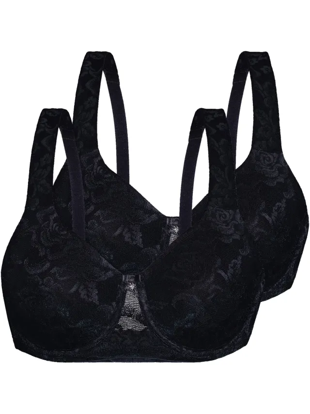 Sassa Voordeelpak van 2 beugel-bh's Allover Lace-jacquard zwart